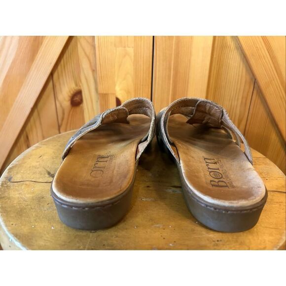 Born Lynae Brown Leather Sandals Slides Slip-on Shoes Women's Size 7 - Picture 4 of 9